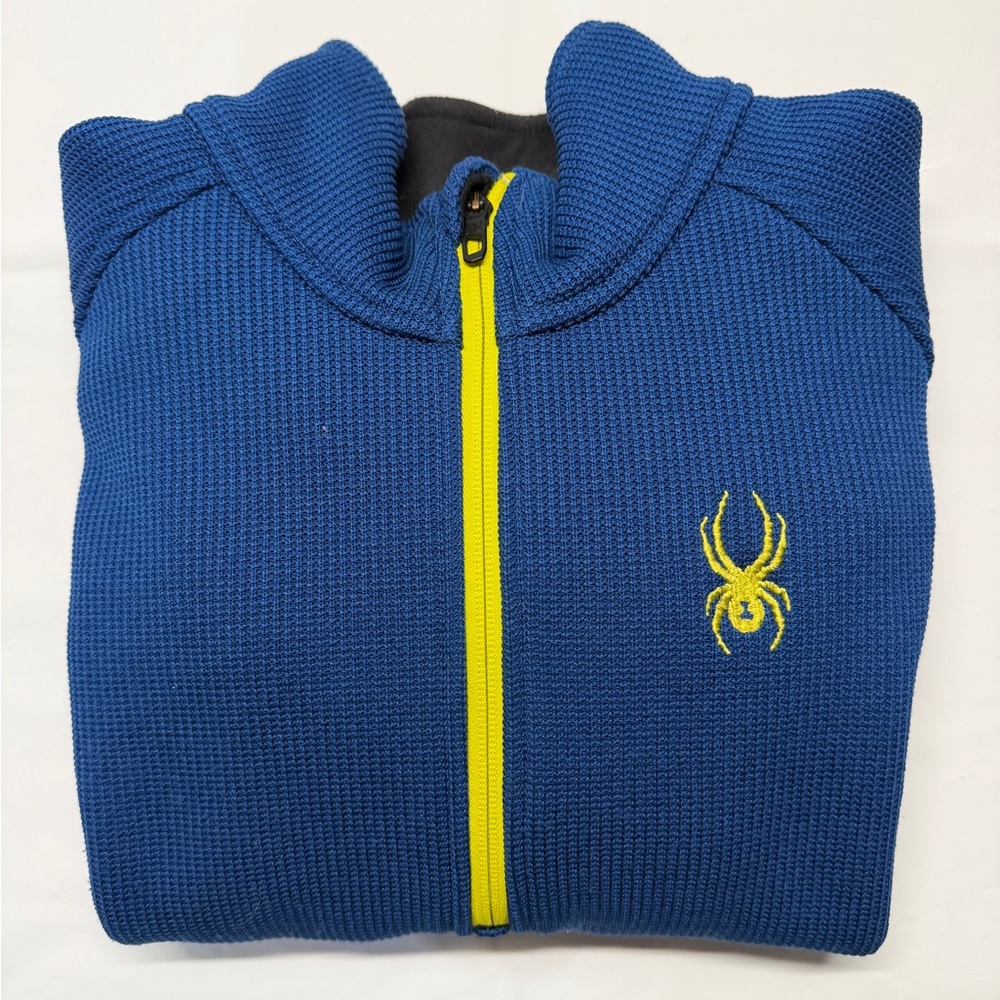 Spyder Men's Royal Blue Knit Zip Sweater with Yellow Accents